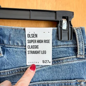 Eunina Olsen‎ Straight Leg Jeans Womens 5/27 Blue Super High Rise Double Knee thumbnail 5
