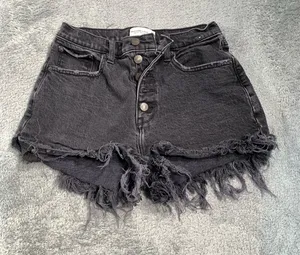 Abercrombie & fitch high rise mom Black Denim Frayed Shorts thumbnail 1
