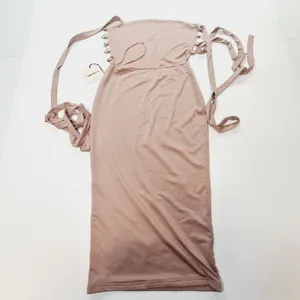 Superdown Yvonne Laced Back Midi Dress in Taupe thumbnail 9