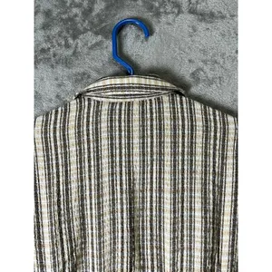 Pilcro Striped Button Front Pintuck Blouse Short Sleeve Tunic Top XXS Neutral thumbnail 4