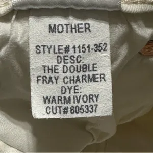 Mother Denim Women’s Size 26 Warm Ivory Double Fray Charmer Skinny Jeans thumbnail 9