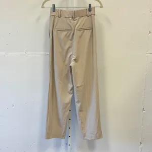 NWT H&M Beige High Waisted‎ Pleated Trousers Straight Leg Dress Pants Tan Size 4 thumbnail 2
