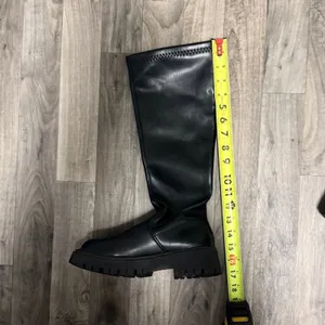 Amazon Black Chunky Vegan Leather knee high boots thumbnail 5