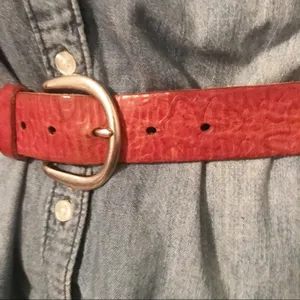 Vintage Fossil Y2K Brown Leather Tooled Floral Western Distressed Belt womens S thumbnail 7