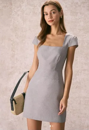 Boutique NWOT RIHOAS Gray Cap Sleeve Mini Dress thumbnail 1