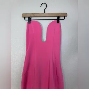 h:ours Lazaro Strapless Plunge Midi Dress in Pink Candy size XS NEW $160 thumbnail 5