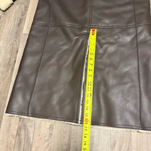 Aritzia Instant Funk Espresso Brown Leather Shearling jacket coat thumbnail 7