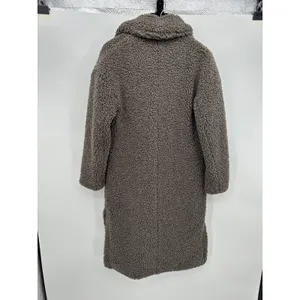 BCBG MaxAzria‎ Faux Fur Shearling Teddy Long Coat Sz XXS Heavy Winter Brown Gray thumbnail 3