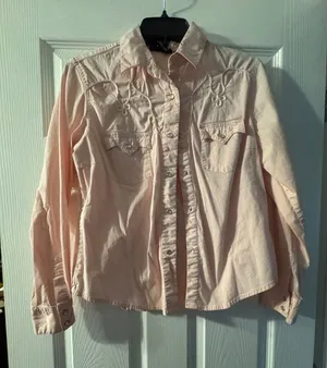 Vintage Rough Rider Pink Western Snap Shirt Embroidered thumbnail 1