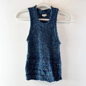 Pilcro Anthropologie Sweater Knit Tank Top Blue Small thumbnail 2
