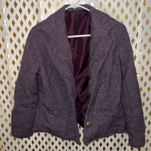 Wool coat purple red blend blazer jacket size S thumbnail 5