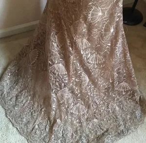 Embellished Taupe Evening Gown - Elegant Lace & Beaded dress thumbnail 8