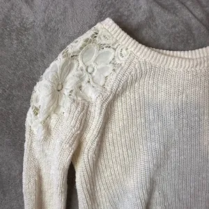 Hollister Textured Knit Sweater Floral Lace Trim Womens S Open Knit Shabby Chic thumbnail 8