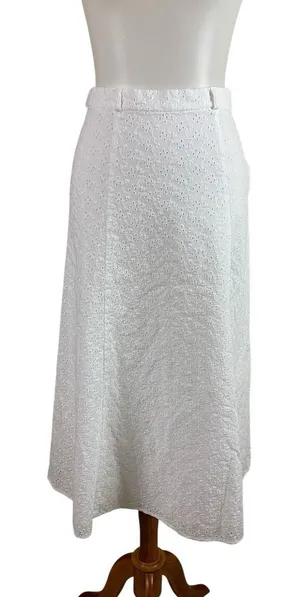 Reformation White‎ Eyelet Midi Skirt Cottagecore Summer 2 No Belt thumbnail 1