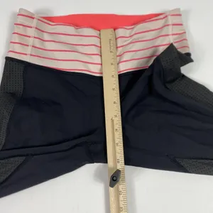Lululemon Pants Womens 6 Navy Crop Leggings Mesh Lattice Hem Striped‎ Waist thumbnail 8