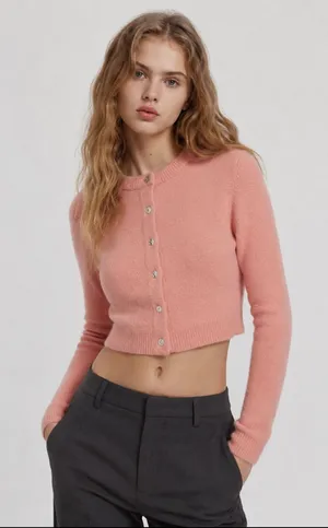 ZARA *NWT* soft Pink Button-Up cardigan thumbnail 1