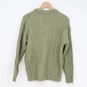 American Eagle Sweater Womens XXS Crewneck Green Textured Knit thumbnail 4