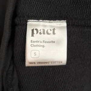 PACT Black Organic Cotton Essential Puff Sleeve Sweatshirt Dress S Pockets thumbnail 4