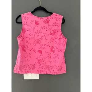 Croft & Barrow Y2k Fairy Pink Floral Paisley Embroidered Sequin Tank Top XL Womens thumbnail 5