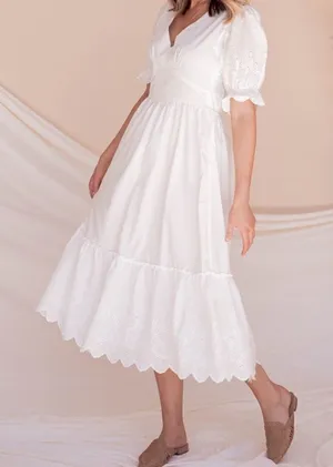 ✨ Whisper Eyelet Midi Dress✨ White Size L thumbnail 1