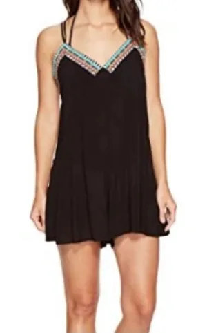NWT Nanette Lepore Tribal Beat Romper Black Swim Coverup Size S‎ thumbnail 1