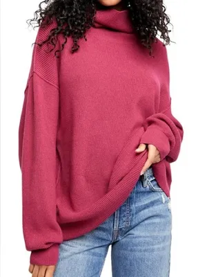 Free People Softly Structured Tunic Sweater in Berry Crush Size Medium Oversized thumbnail 1
