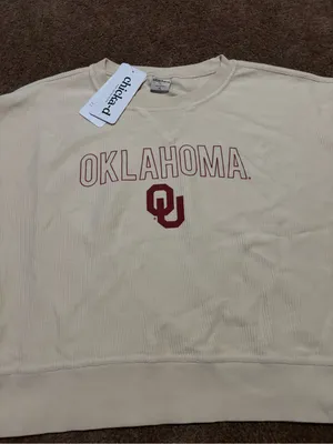 Cropped Oklahoma Crewneck Sweatshirt - Cream thumbnail 2