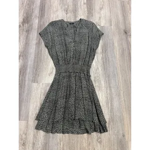 Rails Karla Olive Lynx Green Black Cheetah Print Smocked Waist Mini Dress Small thumbnail 2