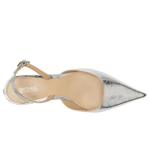 Michael Michael Kors Womens Shiny Luna Kitten Sling Pumps Silver Gray 6.5M thumbnail 8