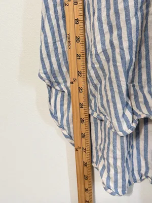 Aritzia Wilfred Free Boyfriend Linen Shortsleeve Shirt Striped Blue Size Large thumbnail 7