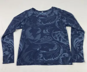 Fabletics‎ Shirt Womens Small Blue Camo Long Sleeve Crewneck Raglan Athletic thumbnail 1