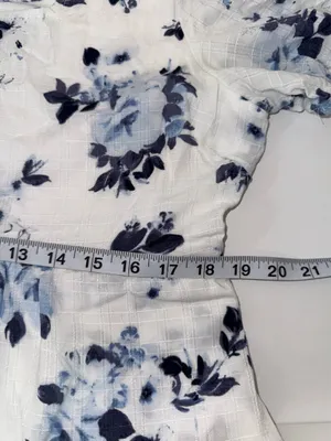 Maurices Floral Square Neck Babydoll Mini Dress White Blue Puff Sleeve thumbnail 12