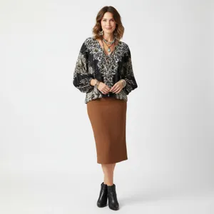 Free People Black Print Long Sleeve Peasant Boho Festival Oversized Top Blouse M thumbnail 6