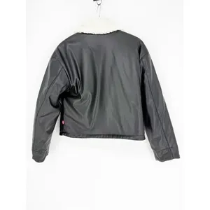 Levi's Reversible Sherpa Faux Leather‎ Jacket Women's S Black White Cozy thumbnail 8
