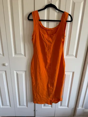 Reformation Dante Midi Dress Button Stretchy Orange Size Large thumbnail 2