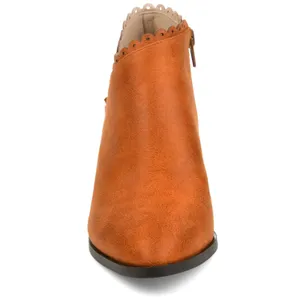 Journee Collection Womens Booties Size 8 Rust Orange Tessa Inside Zip Stacked Heel Almond thumbnail 6