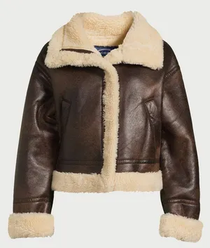 NWT Scoop NYC Faux Suede Sherpa Cropped Bomber Jacket thumbnail 1