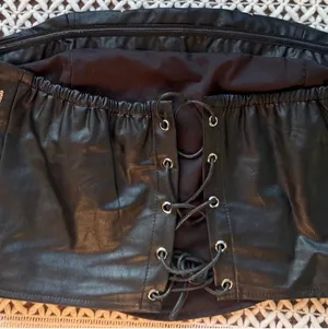 Lucky and Blessed Black Leather Western Boot Stitch Embroidered Corset (Size S,M and XL) thumbnail 3