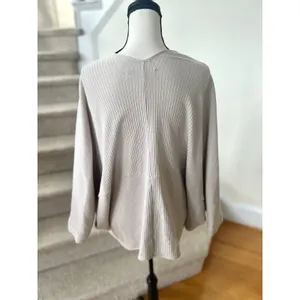Free People Beach Stone Beige Open Rib Knit Dolman Sleeve Oversize Cardigan thumbnail 3