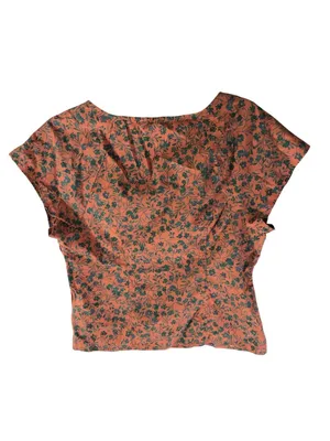 Madewell Womens Amari Top BROKEN ZIPPER Twist Detail Floral Orange Green 4 thumbnail 4