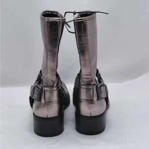 Dolce Vita Armonda Metallic Ankle Boots Womens 6 Silver Buckle Moto Biker Riding thumbnail 8
