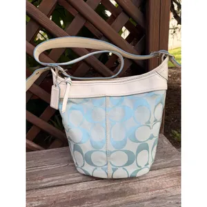 Coach Bleecker Bucket Bag Y2K Light Blue Signature Canvas Leather F12358 thumbnail 3