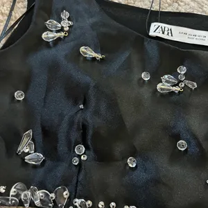 Zara Black Embellished Women's crop Top never worn thumbnail 3
