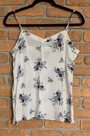Gap Cami Top Womens Size XS White Floral Print Sleeveless‎ Casual Blouse Summer thumbnail 1
