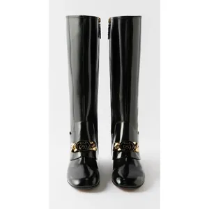 Gucci Interlocking GG Chain Patent Leather Knee‎ Boots thumbnail 8