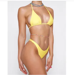 Yellow Tigermist Bikini Set With Beaded Chain thumbnail 3
