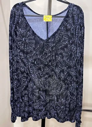 Free People Black Long Sleeve Tee with Elegant Design thumbnail 1