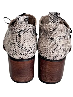 Freebird ‘Sadie’ Beige Snakeskin Embossed Leather Heeled Oxfords, Size 8 thumbnail 7