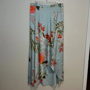 Lulu's Skirt Satin Floral Maxi‎ Superbly Stunning Light Green Blue XL NWT thumbnail 3
