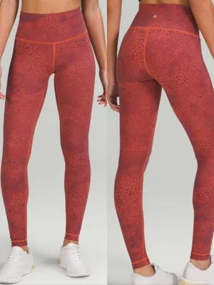 {8} Lululemon Wunder Under Train HR Crop Crackle Glaze Vintage Orange Larkspur thumbnail 2